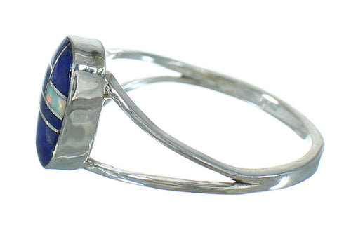 Lapis Opal Southwest Silver Ring Size 4-1/2 QX80109